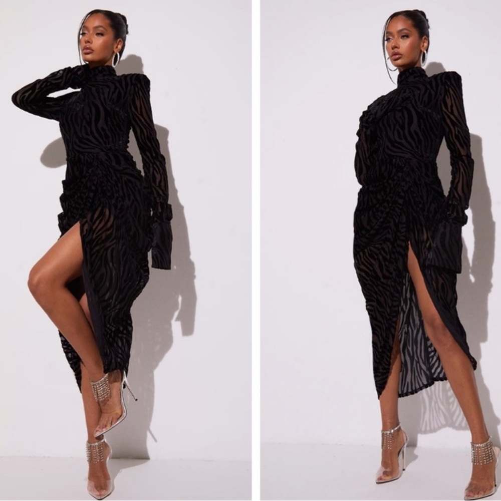 Elegant Black Zebra Print Dress